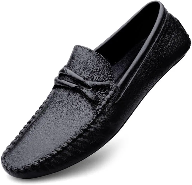 Лоферы кожаные с квадратным носком мужские, Black PUGHGAETZF