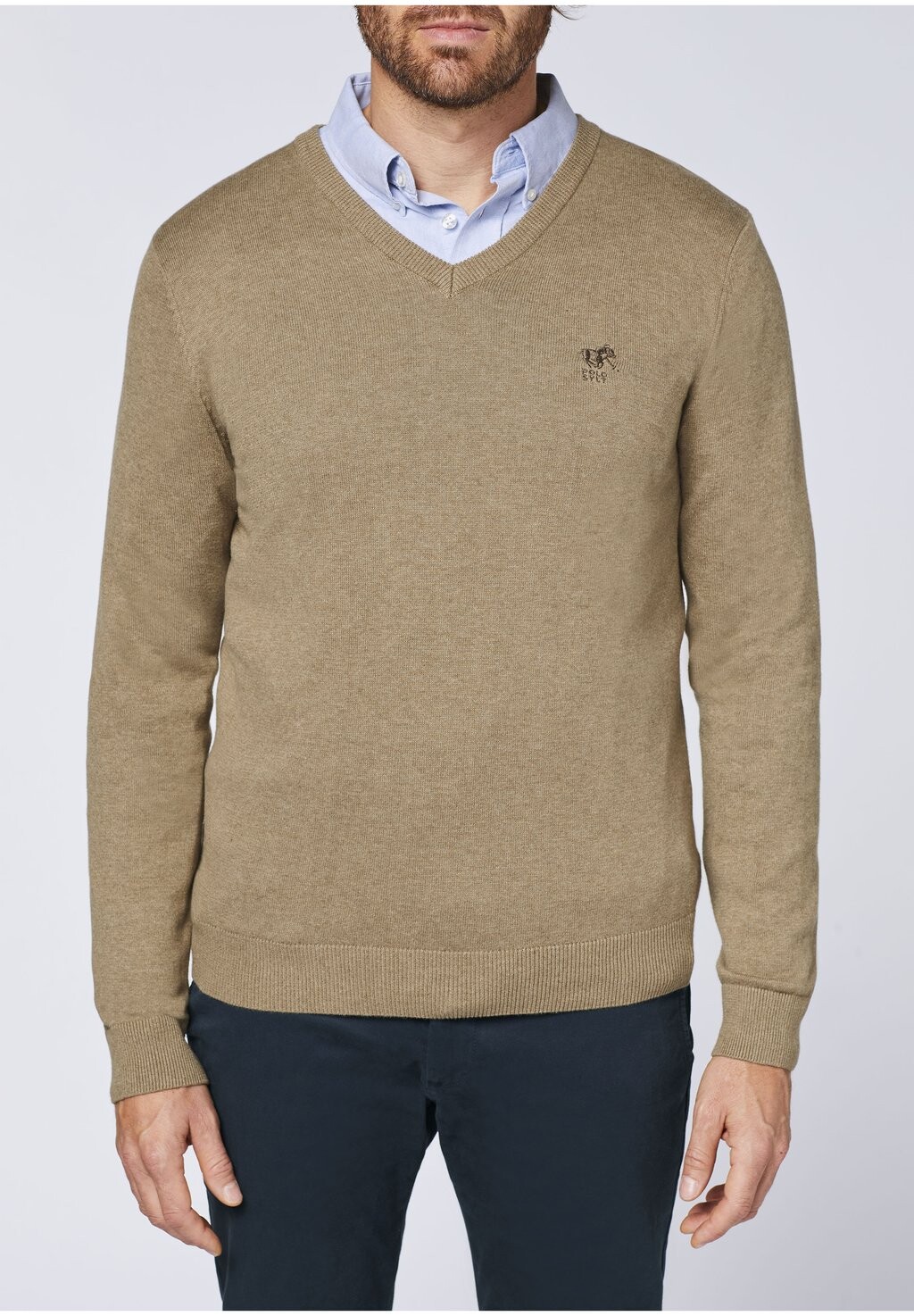 

Джемпер MIT V-NECK UND STICKEREI Polo Sylt, бежевый