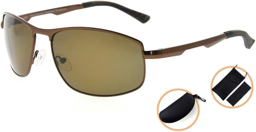 

Солнцезащитные очки Eyekepper с металлической оправой, пружинными шарнирами, поликарбонатными линзами и поляризованными линзами, для мужчин и женщин, Brown/Brown Lens