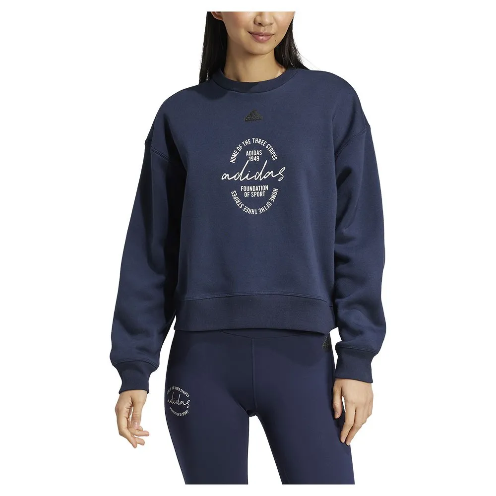 

Толстовка adidas Signature Graphic Print Fleece Loose, синий