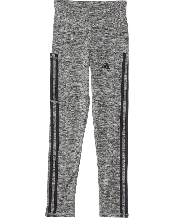 

Брюки adidas Kids 3 Stripe Melange Cellphone Pocket Leggings, цвет Dark Grey Heather