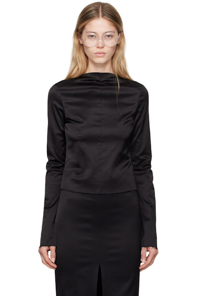 

Черная потертая футболка с длинным рукавом MM6 Maison Margiela