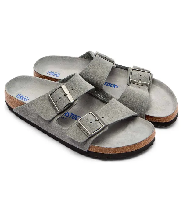 Тапочки из кожи Аризона с рычагами sfb Narrow fit Birkenstock, серый — фото 3