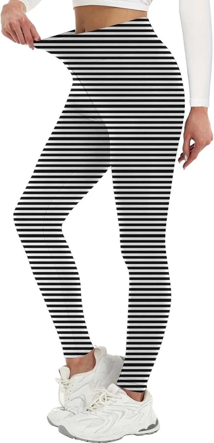 

Полосатые леггинсы для женщин Tummy Control High Waist