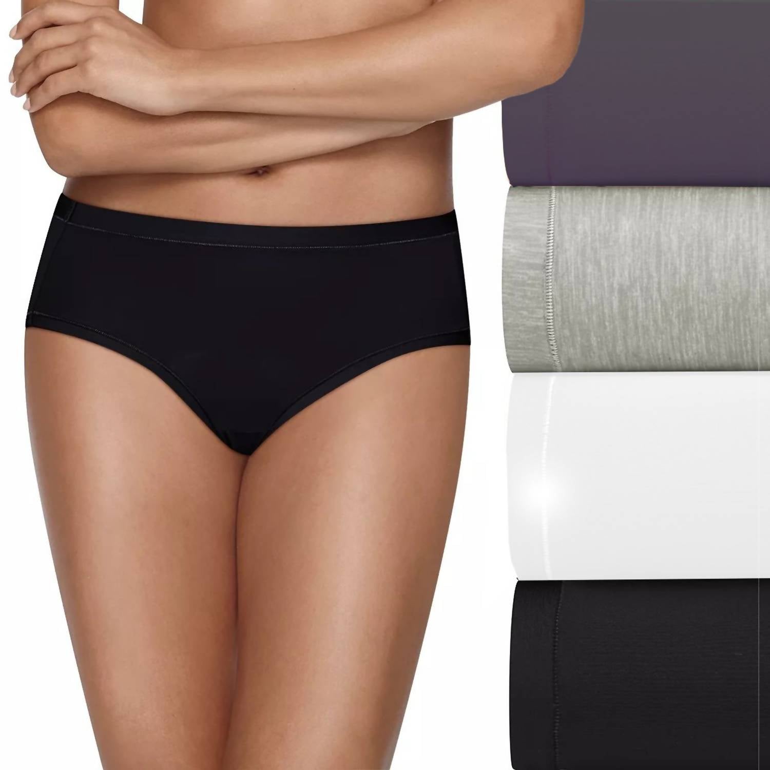 

Комплект из 4 женских трусиков-брифов Hanes Ultimate Cool Comfort с низкой посадкой, черный/синий/многоцветный