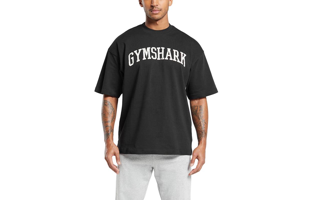 

Футболка с рукавом дроп-шиплоудер мужская черная GYMSHARK