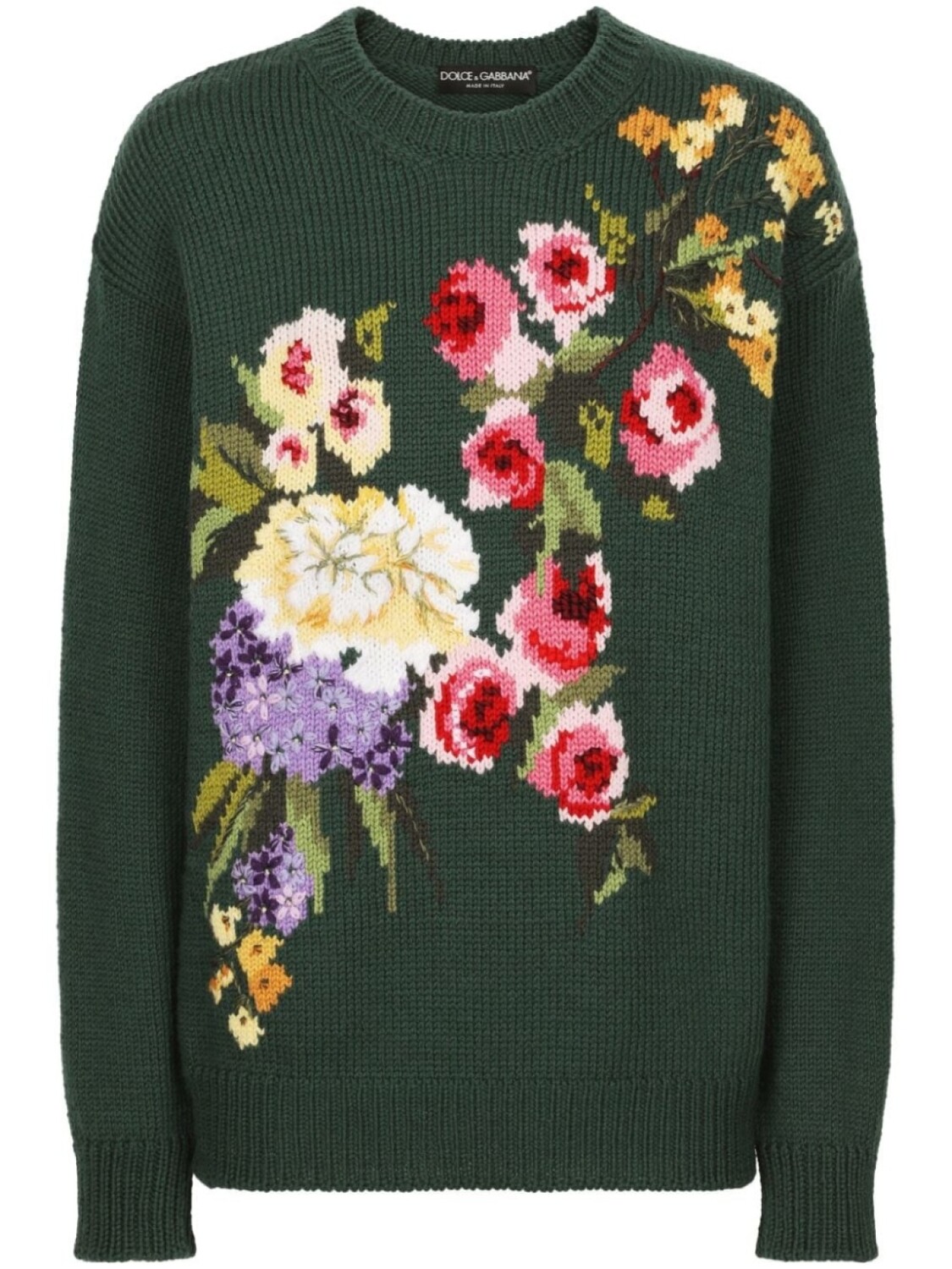 

Dolce & Gabbana джемпер из вирджинской шерсти с цветочным принтом, зеленый