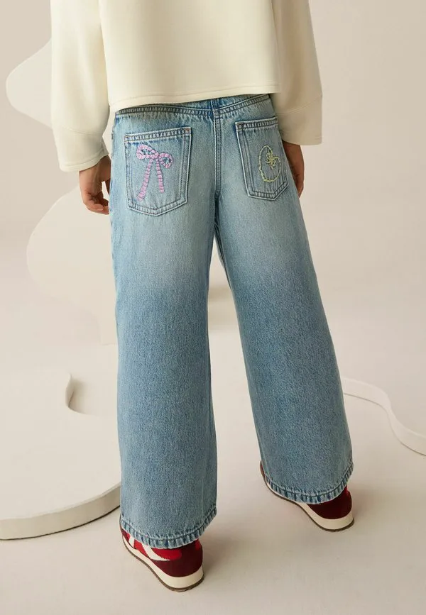 Джинсы прямого кроя с вышивкой, стандартного кроя, широких штанин. Next, Denim — фото 4