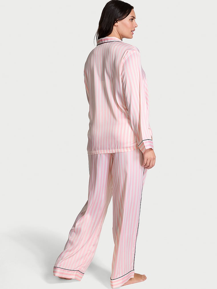 Длинный пижамный комплект из глянцевого атласа Victoria'S Secret, embroidered print — фото 2