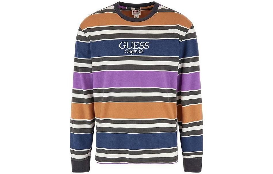 

Футболка унисекс в полоску белого/фиолетового цвета Guess, цвет White/Purple Stripes