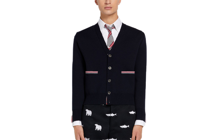 

Свитер SS21 Мужской Синий Черный THOM BROWNE
