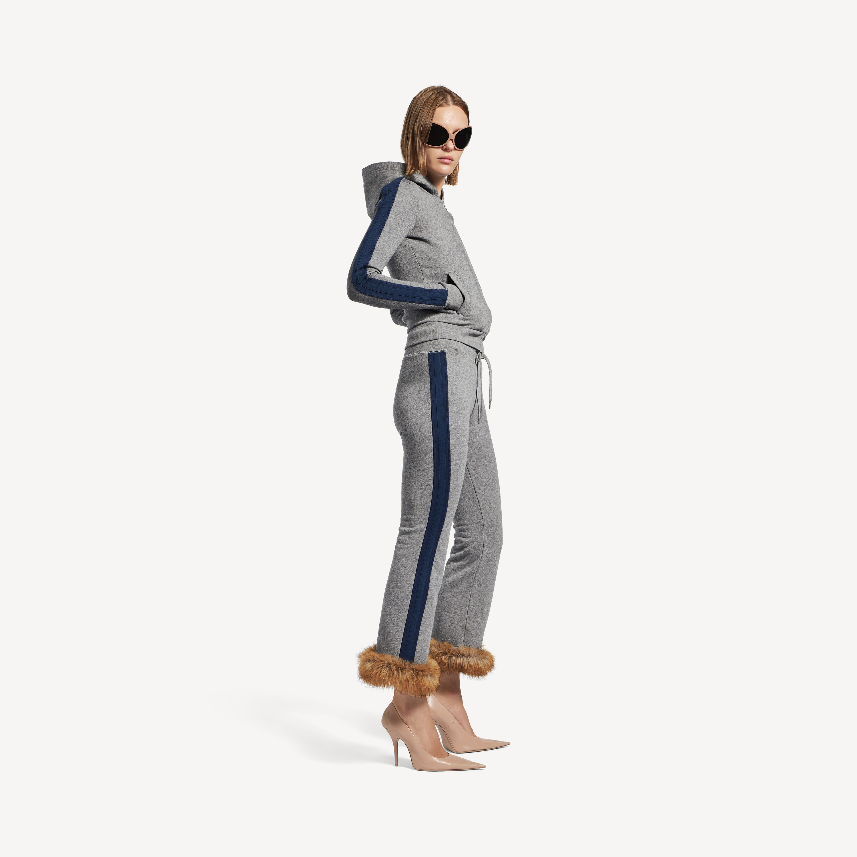 Толстовка Balenciaga Lion Zip-up, темно-серый меланж/темно-синий — фото 3