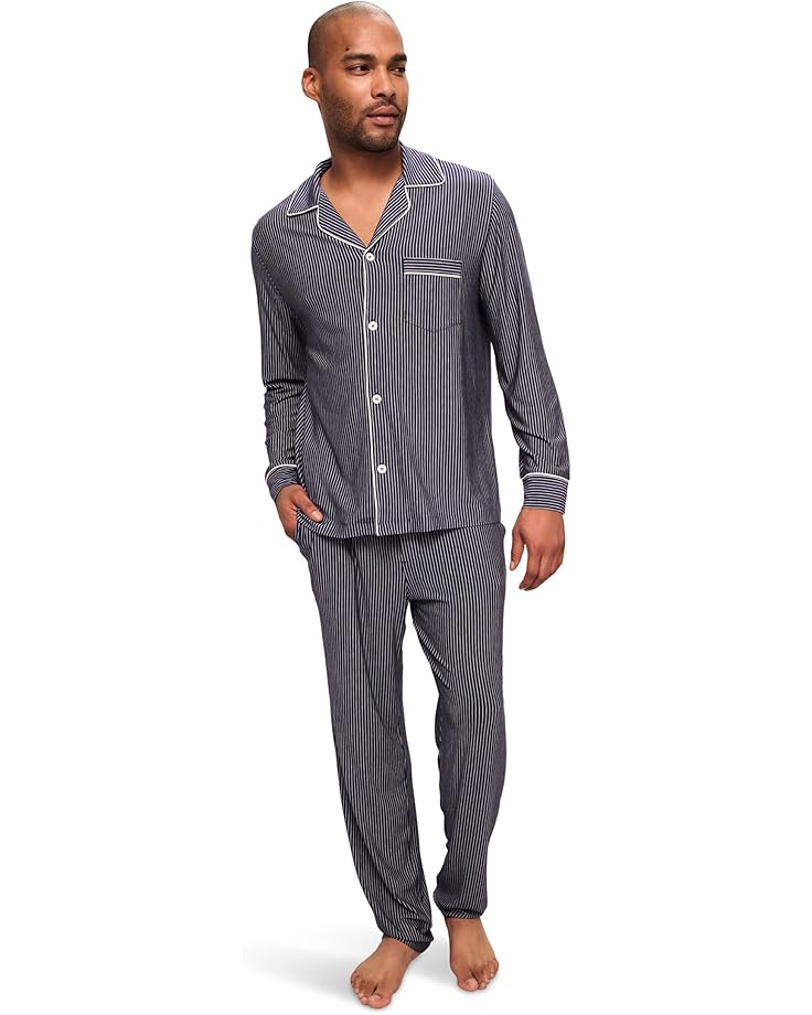 

Пижама Eberjey William Printed PJ Set, цвет Duo Stripe True Navy/Ivory
