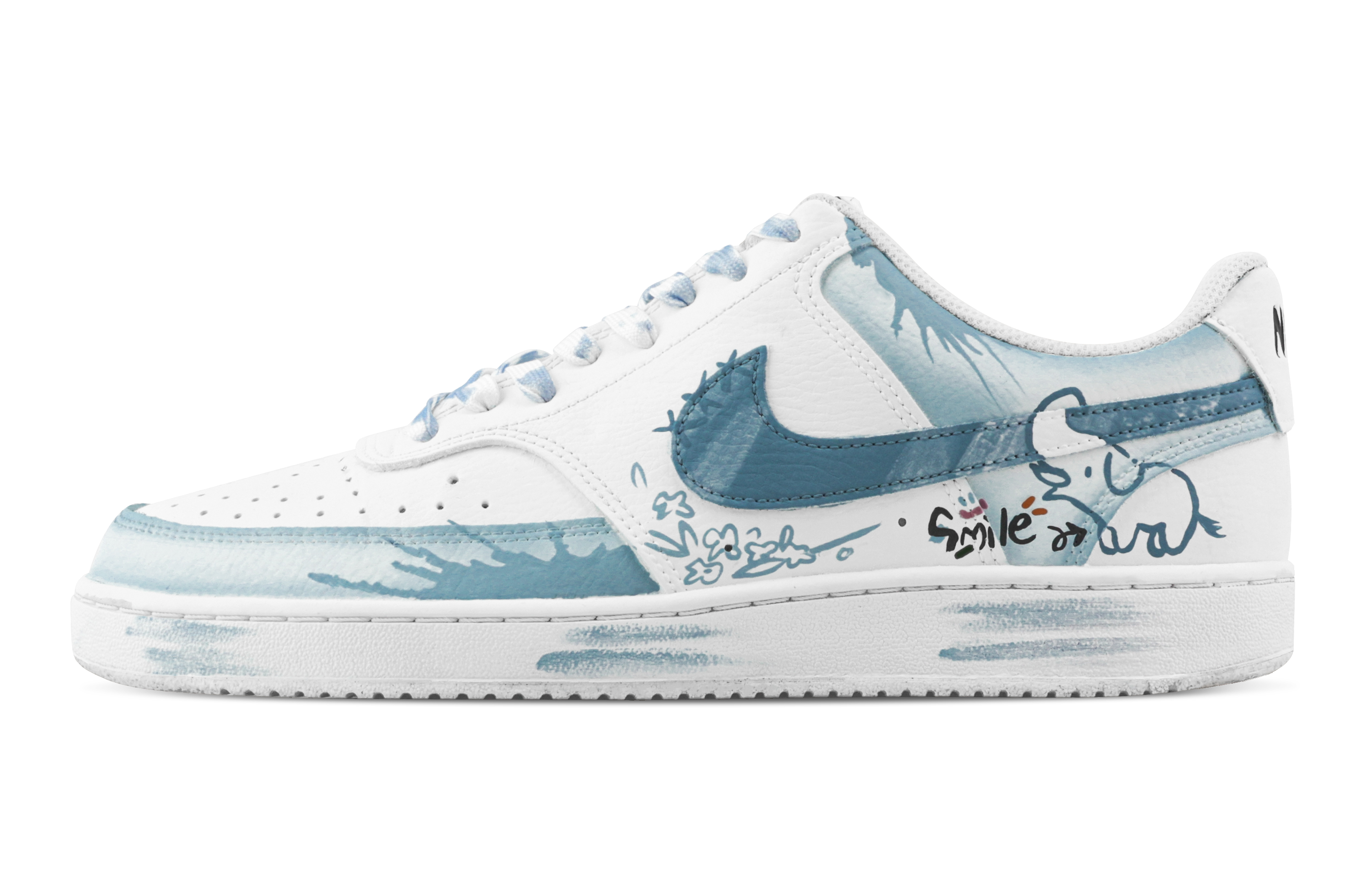 

Nike Кроссовки Court Vision 1 Elephant для скейтбординга, износостойкие, низкие, мужские, цвет голубовато-белый