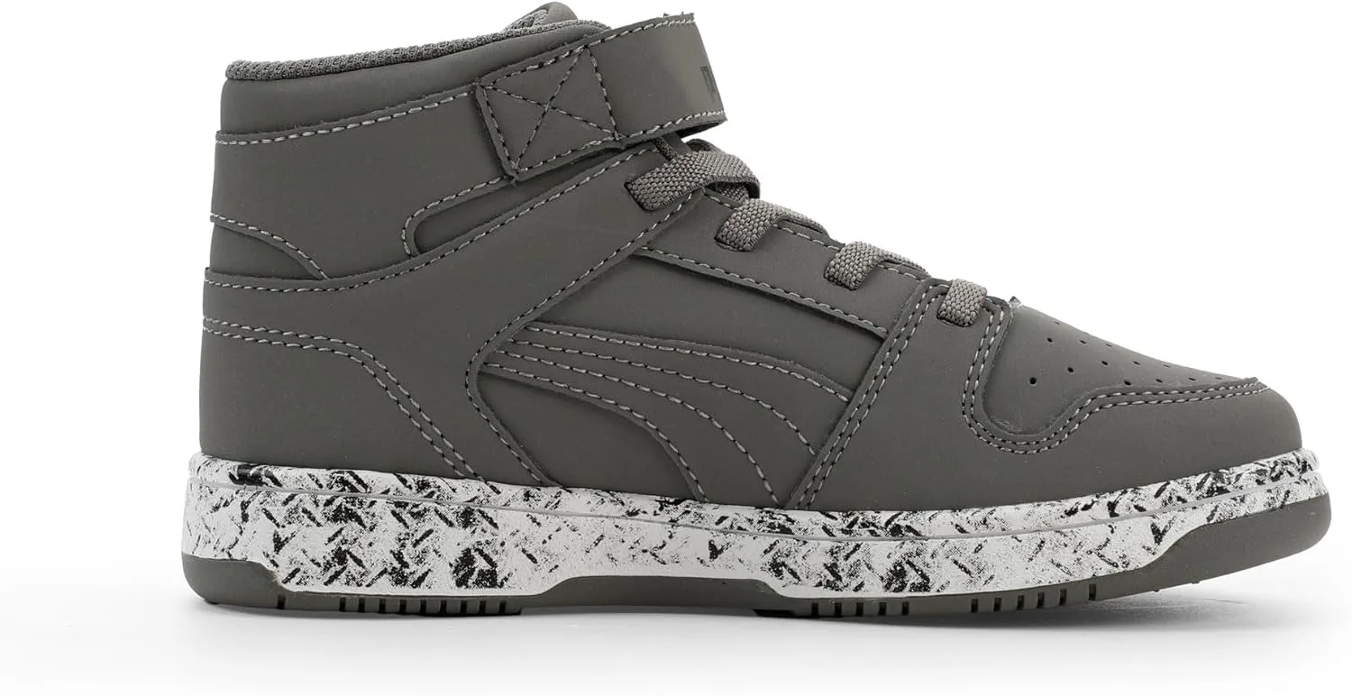 Кроссовки PUMA для детей Rebound Layup Mid на липучках, черно-белый — фото 2