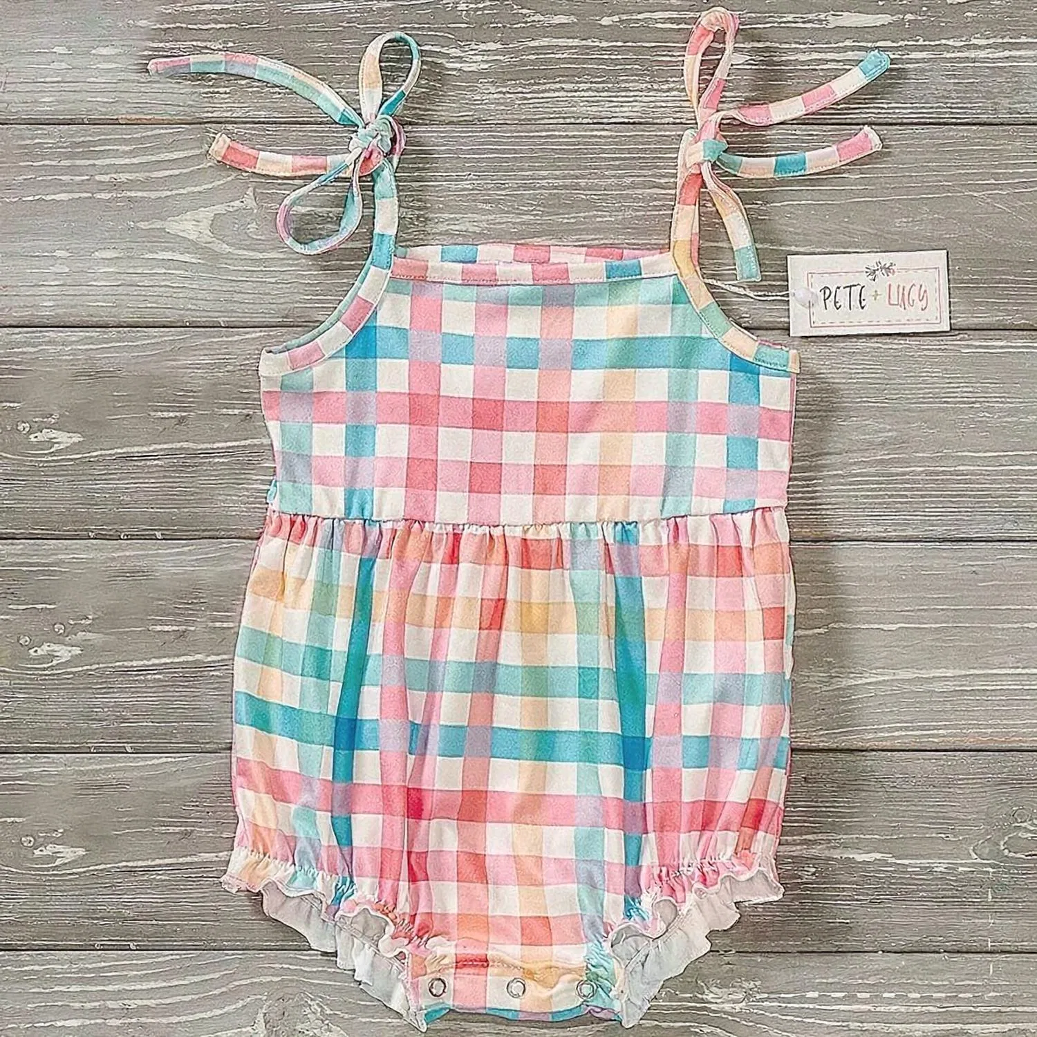 Детский боди-комбинезон для девочек с завязками Summertime Gingham Pete + Lucy, мультиколор