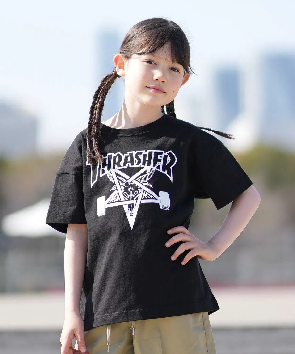 Детская футболка с принтом THRASHER, Черный