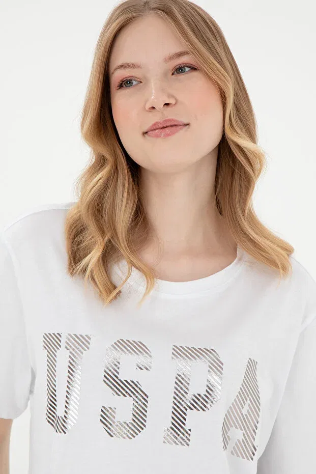 Женская футболка хлопковая U.S. Polo Assn., White — фото 2