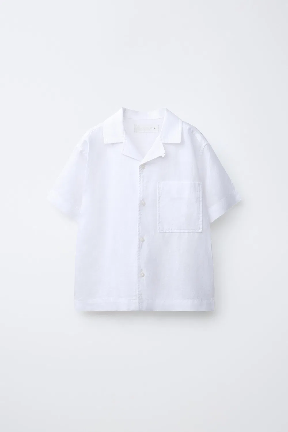 Рубашка для боулинга из хлопка и льна ZARA, White