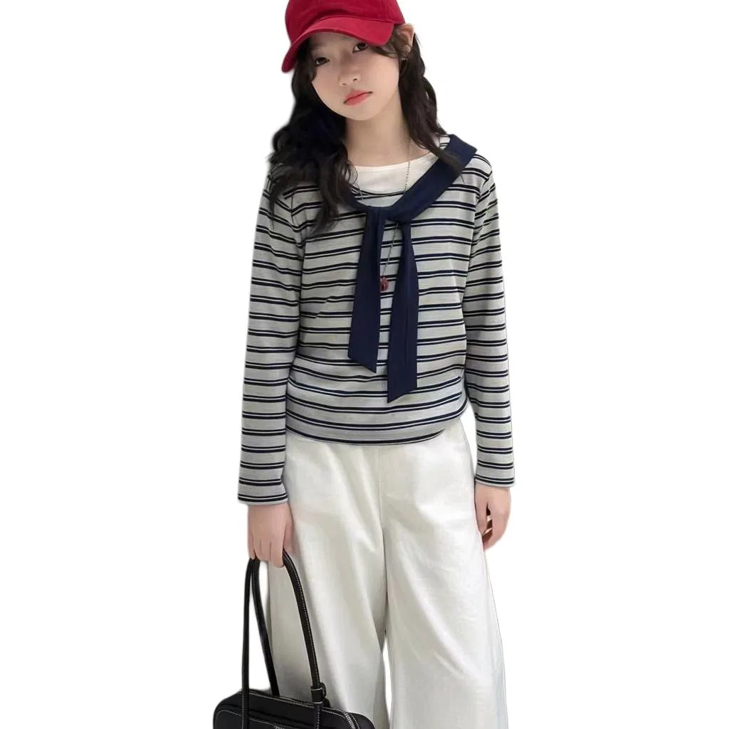 Детская футболка с принтом Single Stripe T-Shirt MADALLO, Navy Collar Moderate