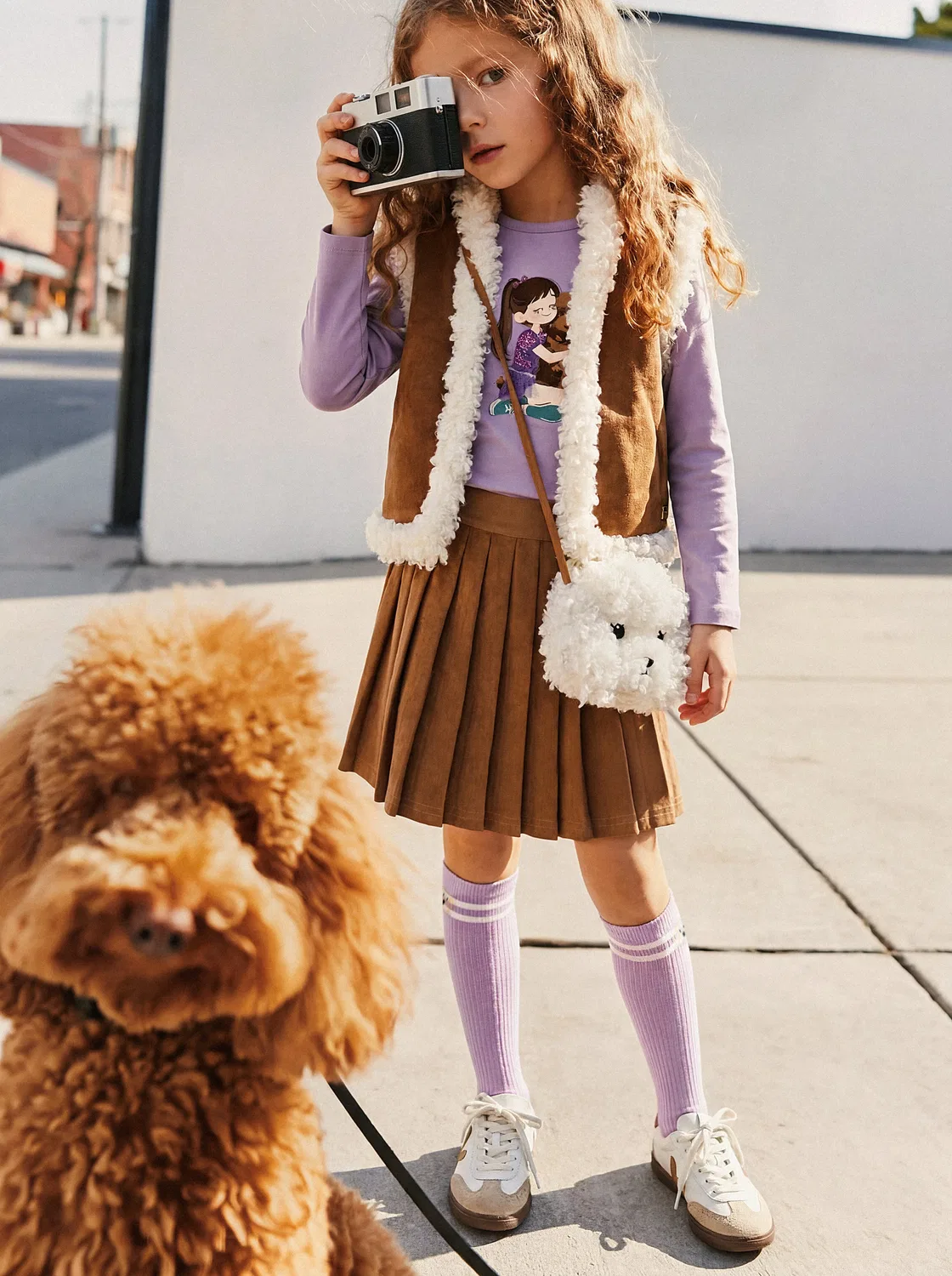 Детская юбка в складку на эластичном поясе Poodle Chic Deux par Deux, коричневый — фото 2