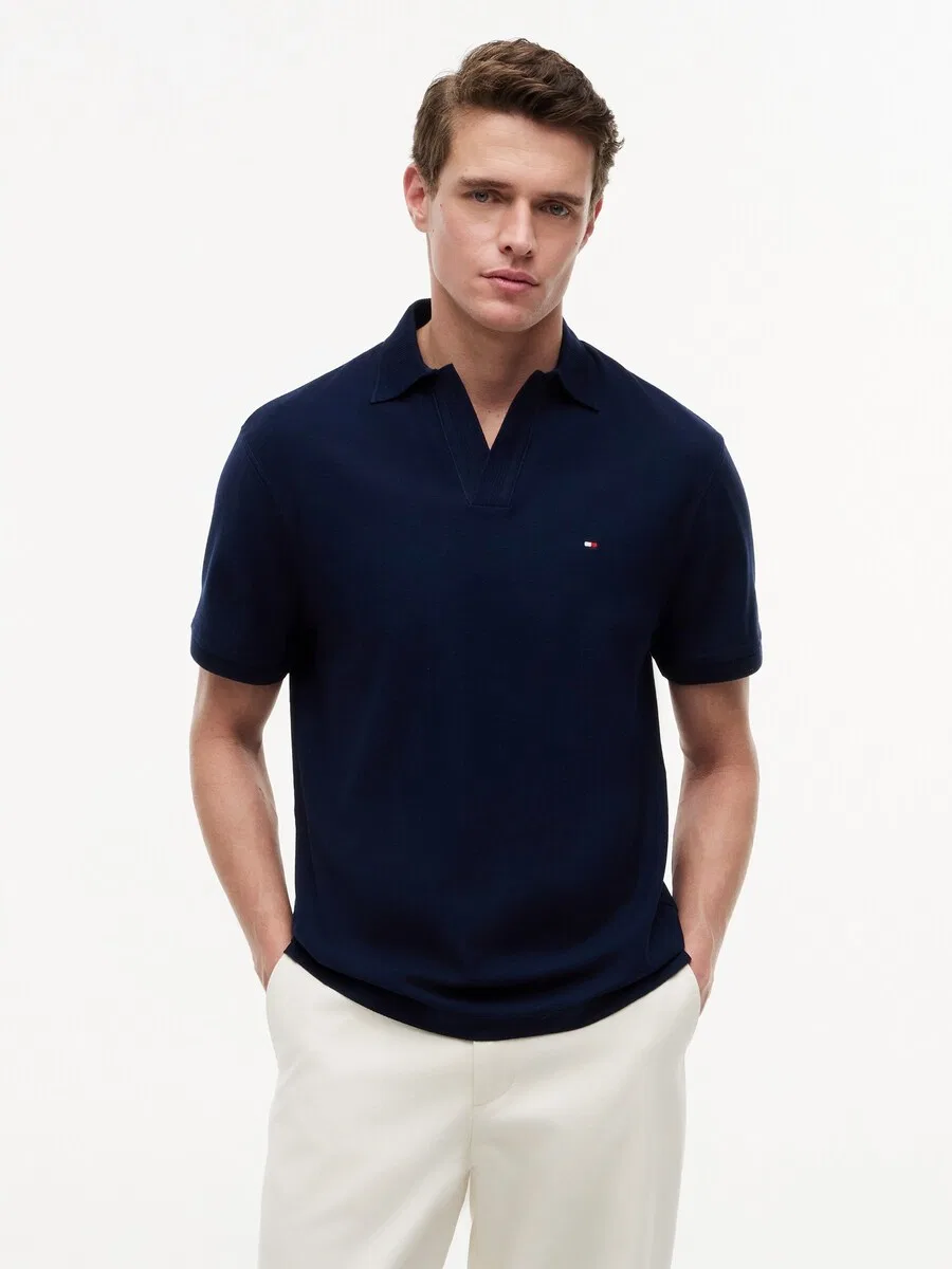 Рубашка TOMMY HILFIGER 'Relaxed Fit Stripe Crepe' темно-синего цвета — фото 3