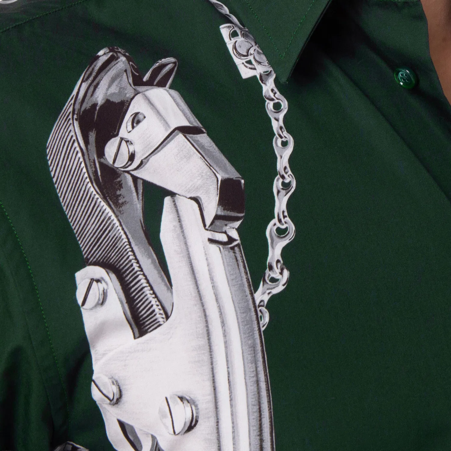 Рубашка из хлопка с принтом Knight Hardware Burberry, Silver/Green — фото 2