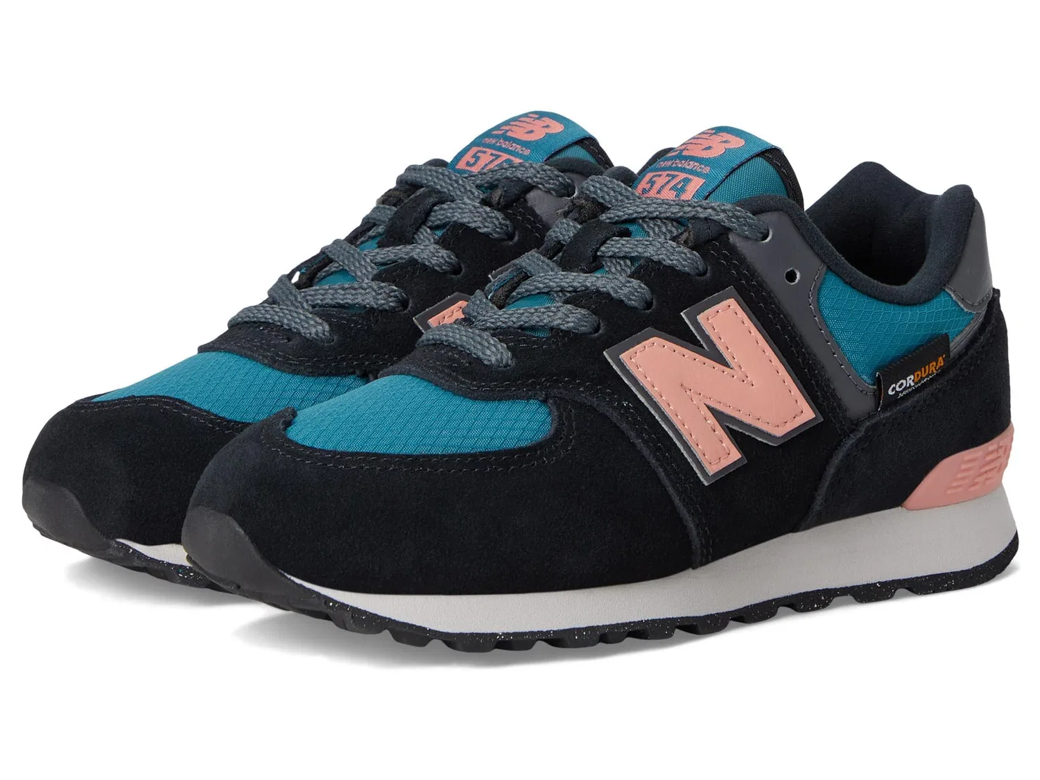 Детские кроссовки для мальчиков с закрытым носком 574 V1 Season Lace Up New Balance, Black Pink Omega