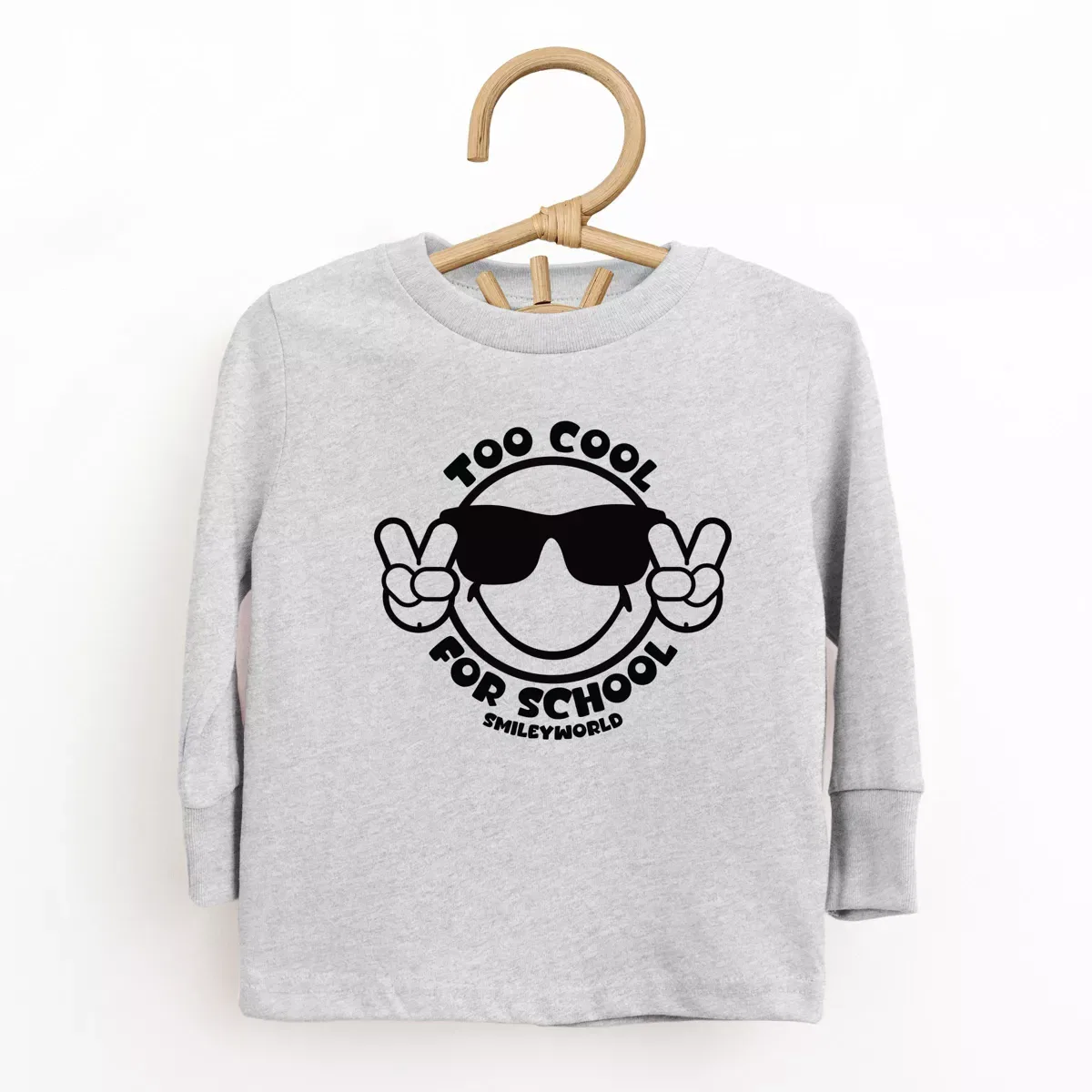 Детский лонгслив для девочек с принтом SmileyWorld Too Cool For School The Juniper Shop, Seafoam — фото 2