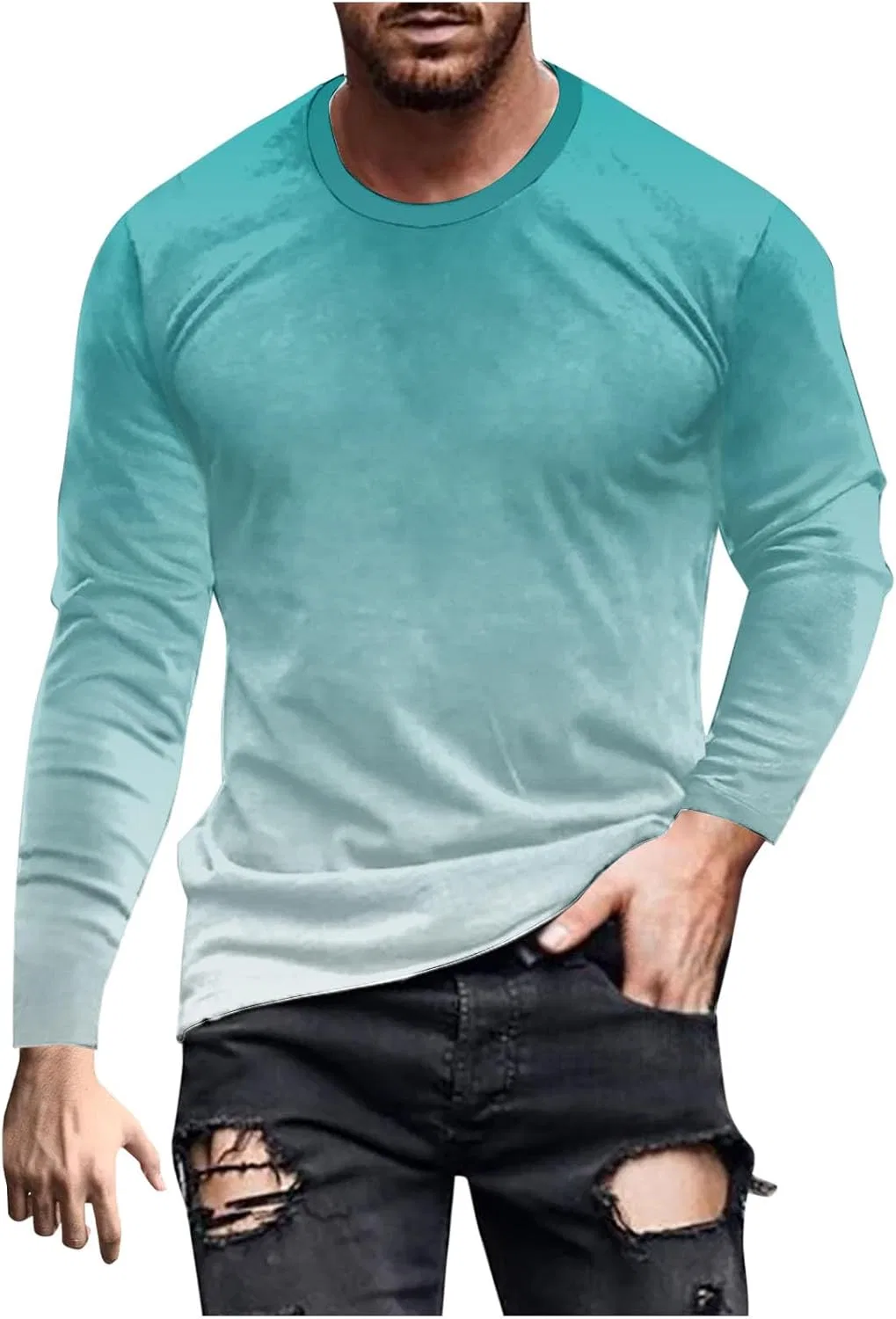 Мужская футболка с длинным рукавом градиент Active Shirts, Sky Blue