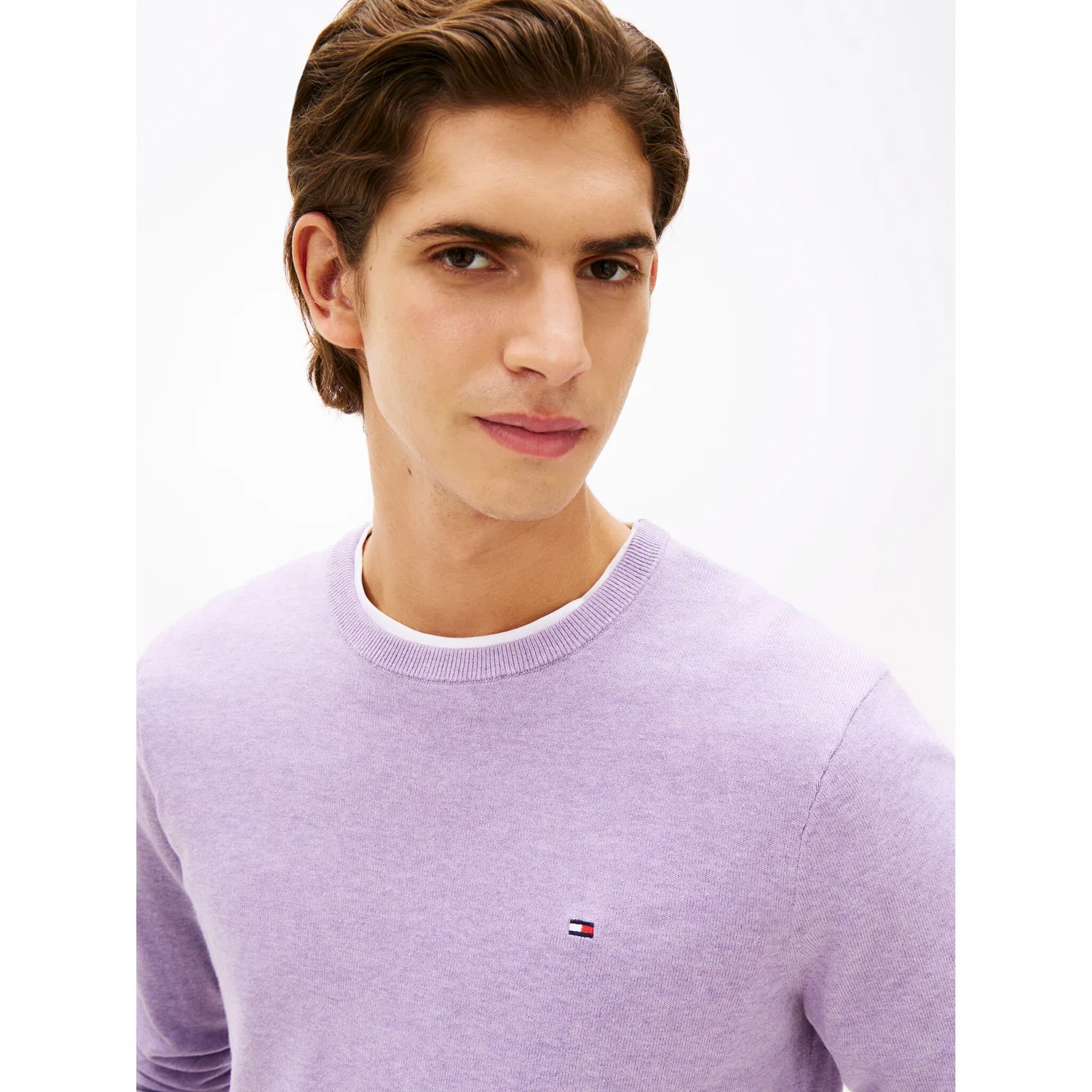 Мужской хлопковый свитер с круглым вырезом Essential Cotton Tommy Hilfiger, Lavender Heather — фото 2