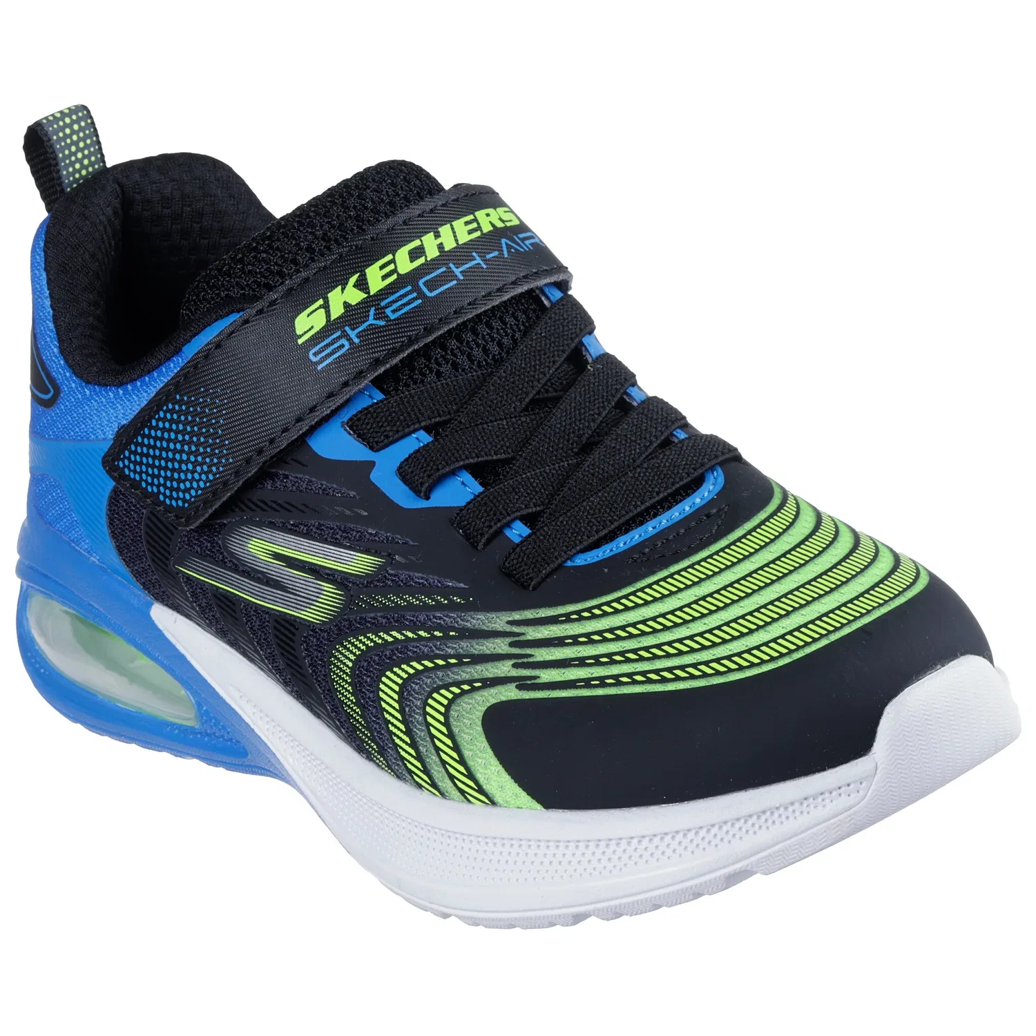 Детские кроссовки с воздушной подушкой Skechers MICROSPEC MAX ADVANCE, Black/Blue/Lime