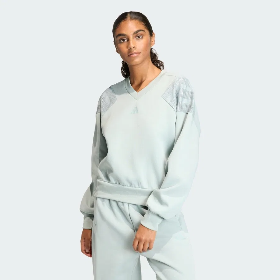 Женский свитшот с длинным рукавом и принтом Future Icons Three Stripes, adidas, Светло-зеленый