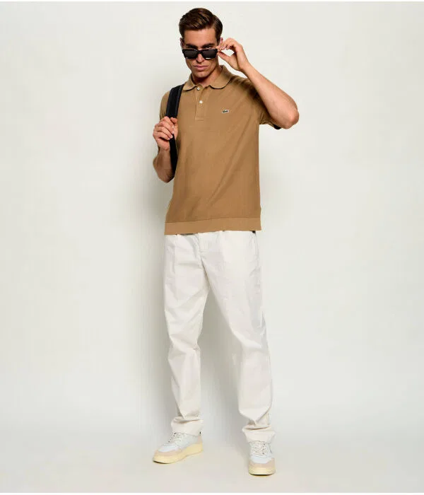 Мужское поло Regular Fit Lacoste, бежевый — фото 2