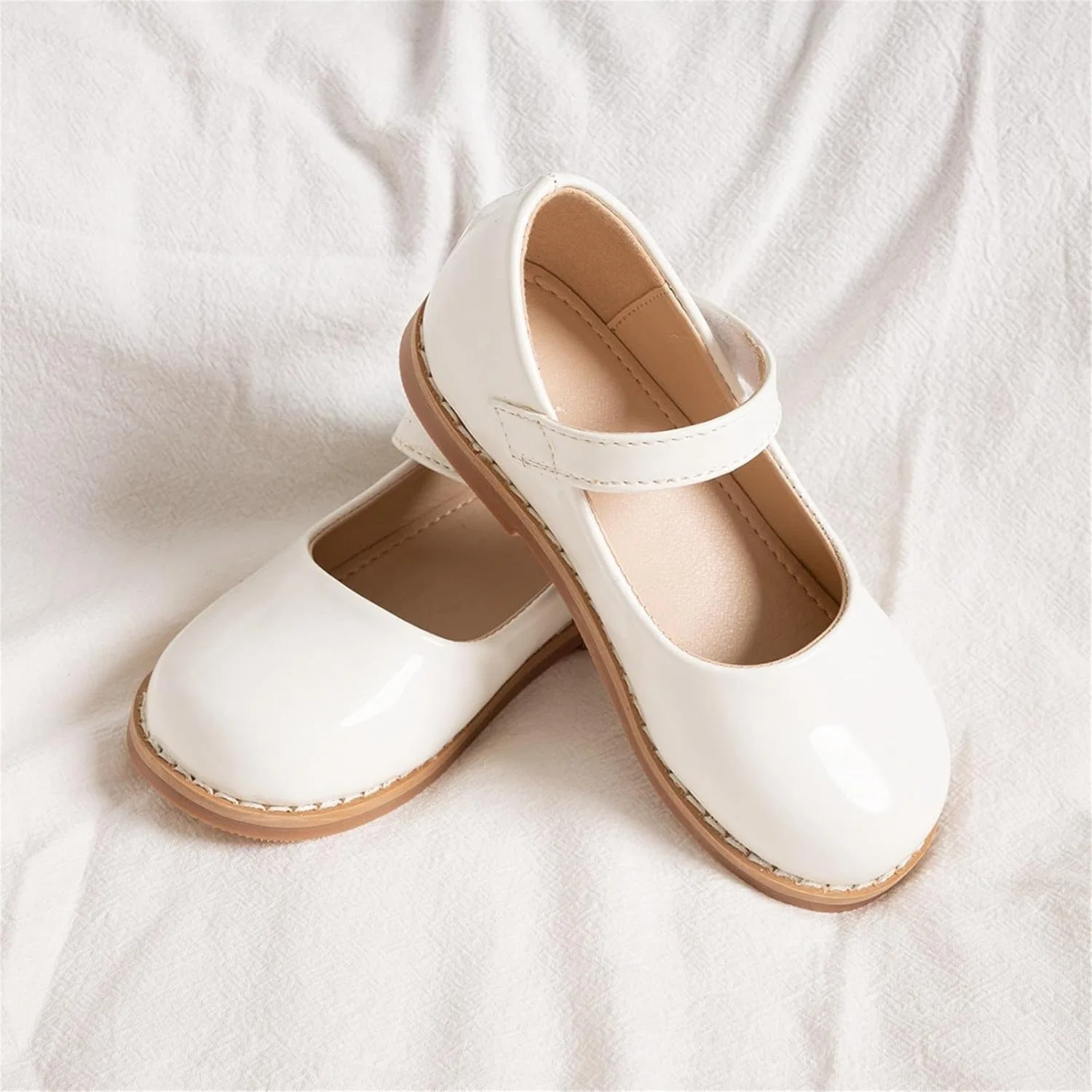 Детские туфли для девочек с закрытым носком Mary Janes, White — фото 2