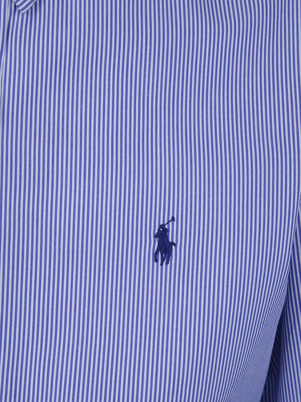 Рубашка с вышитым логотипом в тонкую полоску Polo Ralph Lauren, синий — фото 3