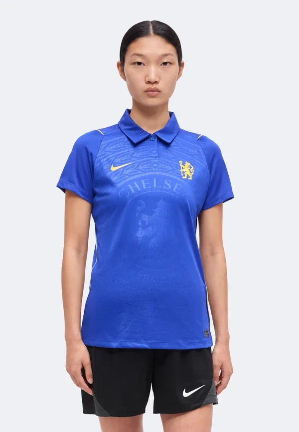 Футболка поло дышащая Cfc w nk df jsy ss stad hm - club wear, Nike Performance, Bright Blue, ярко-синий/золотой