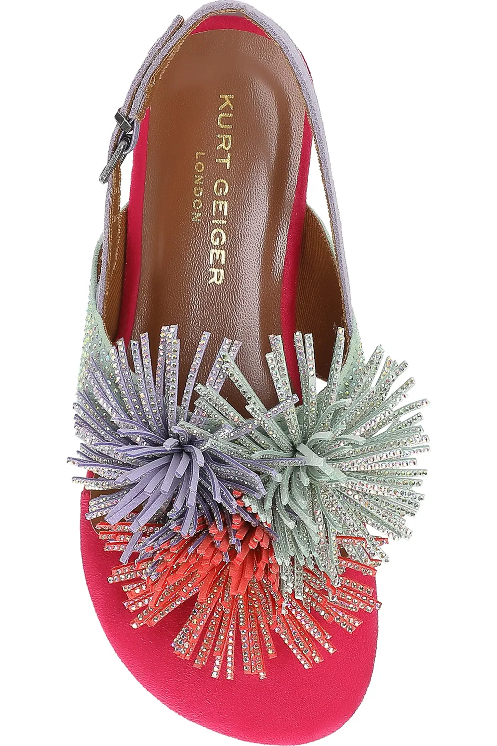 Детские сандалии слингбэк с бахромой Mini Fringe Kurt Geiger London, Pink Multi — фото 4