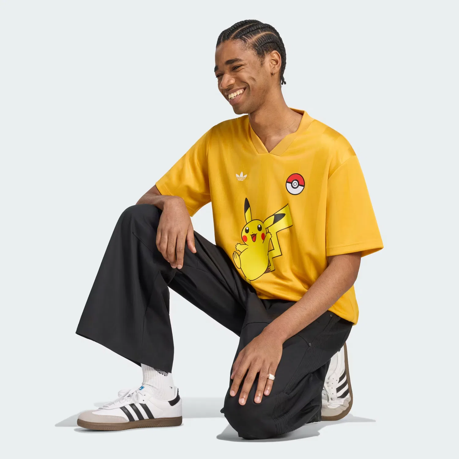 Мужская спортивная футболка свободного кроя Pokémon Adidas Originals, желтый — фото 3