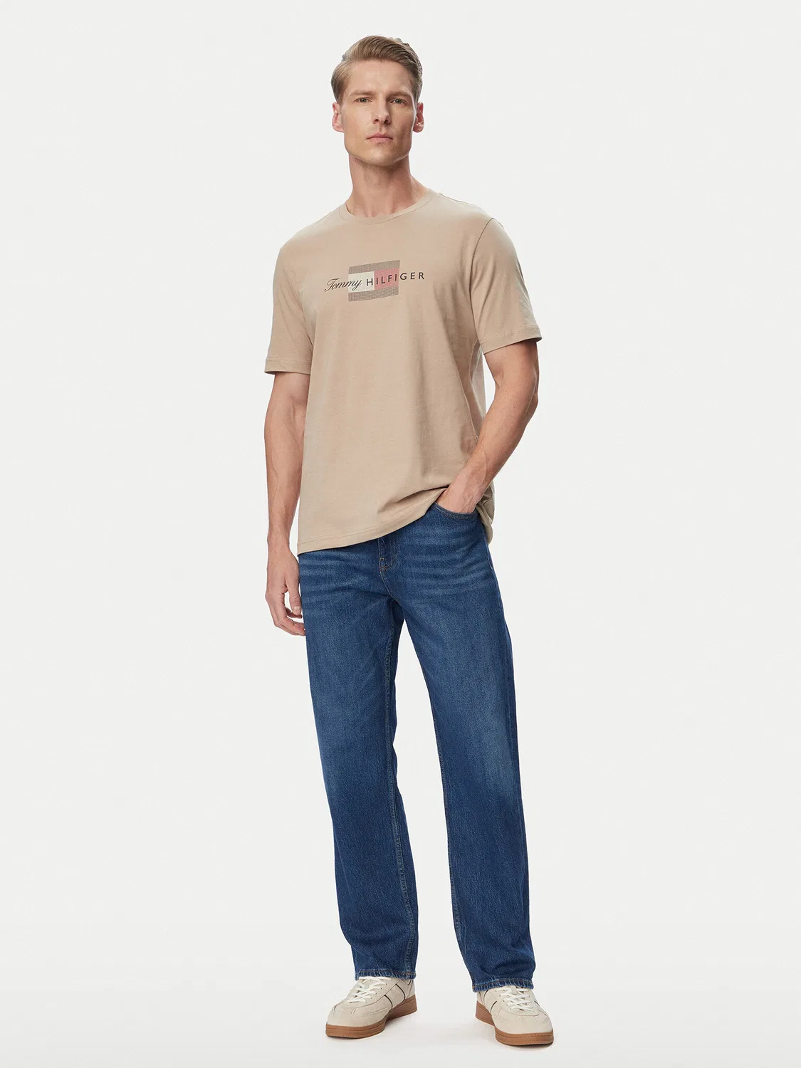 Мужская футболка стандартного кроя Tommy Hilfiger, бежевый — фото 2