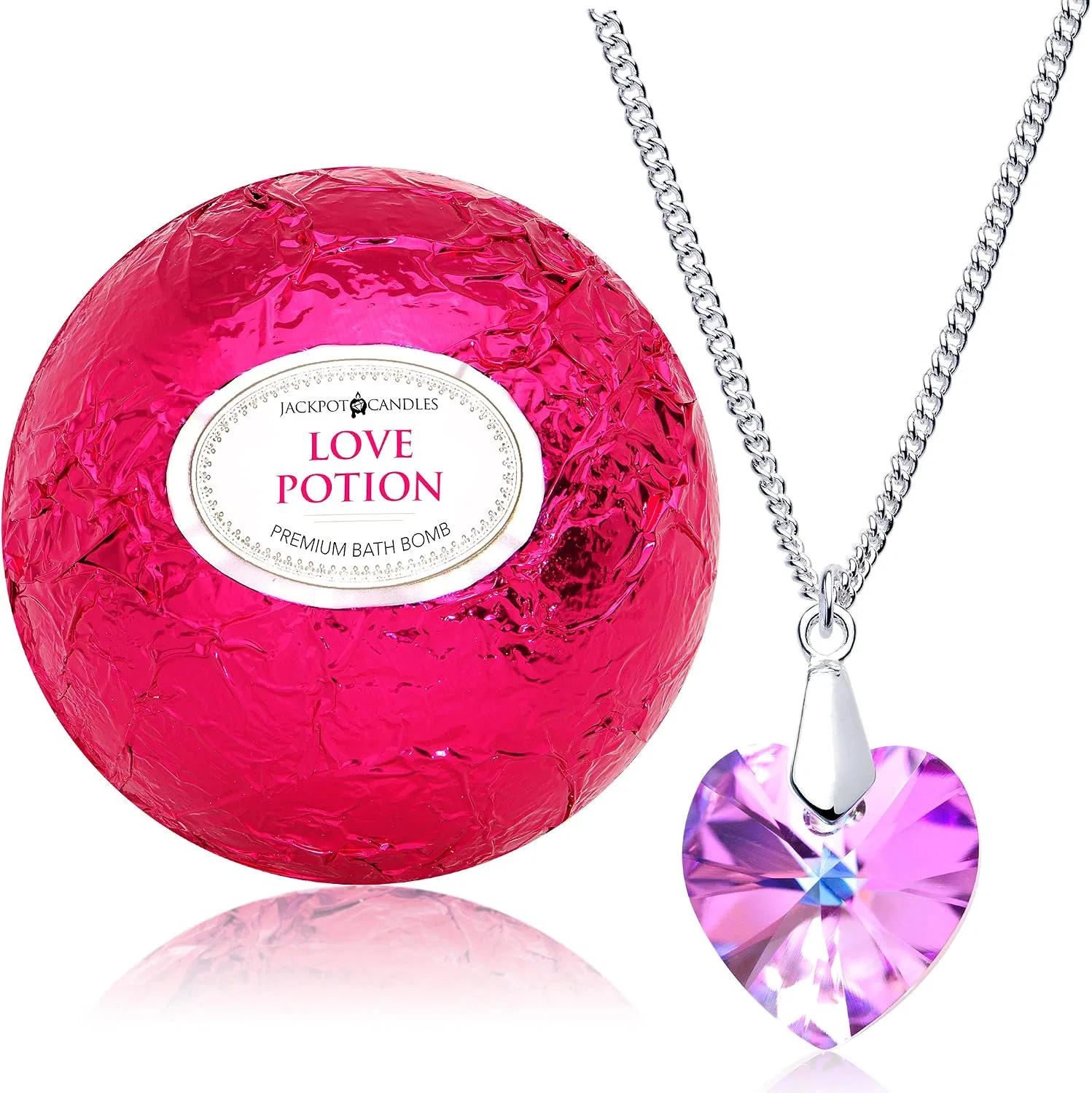Бомбочка для ванны Love Potion с колье, Jackpot Candles, 10 унций, Роза — фото 3