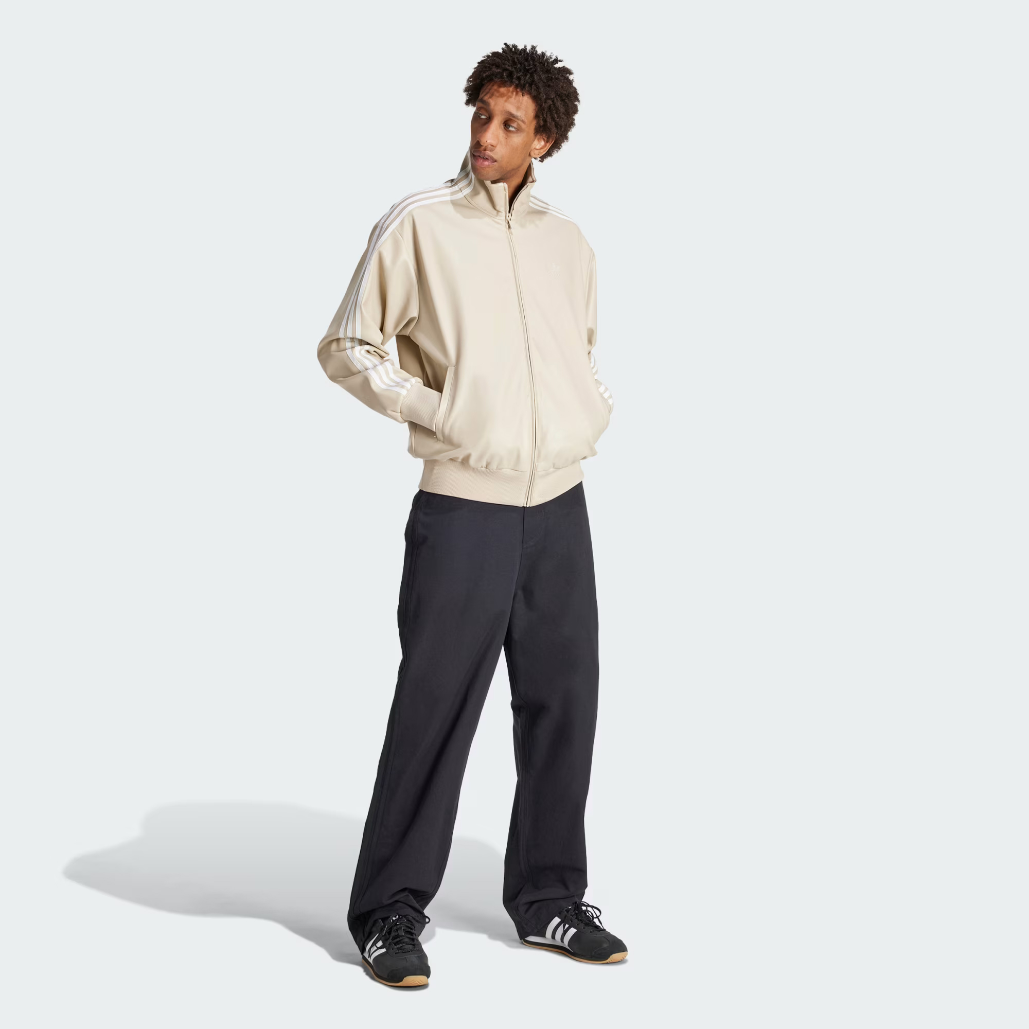 Куртка Adidas Originals Deportiva Addicoolor 3 stripes Synthetic skin, бежевый — фото 4