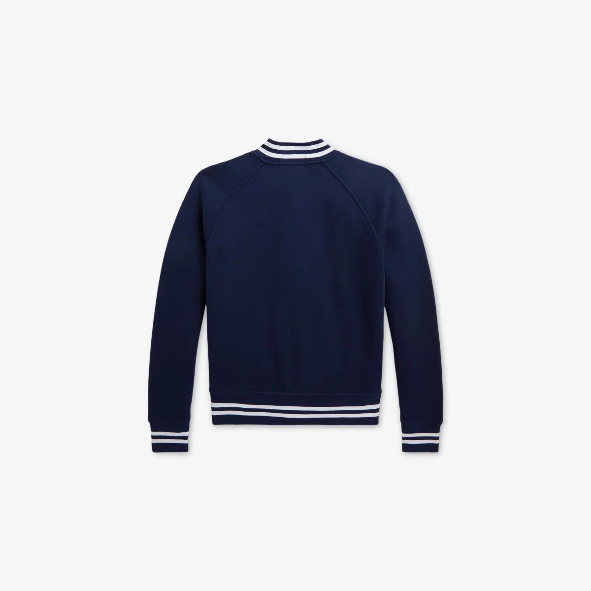 Детская бейсбольная куртка-бомбер из хлопкового флиса Polo Ralph Lauren, белый/темно-синий — фото 4