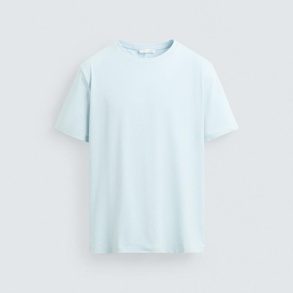 

Футболка Zara Basic Slim Fit, голубой