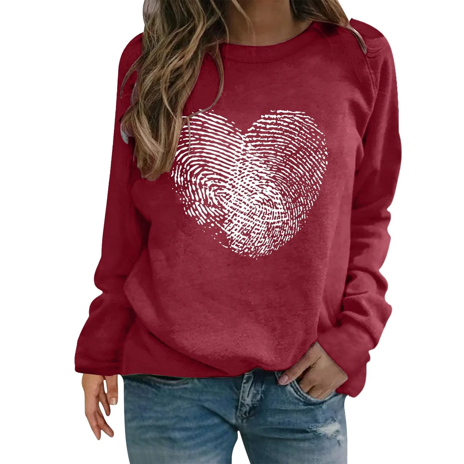 Женский свитшот с принтом Heart Print, Wine