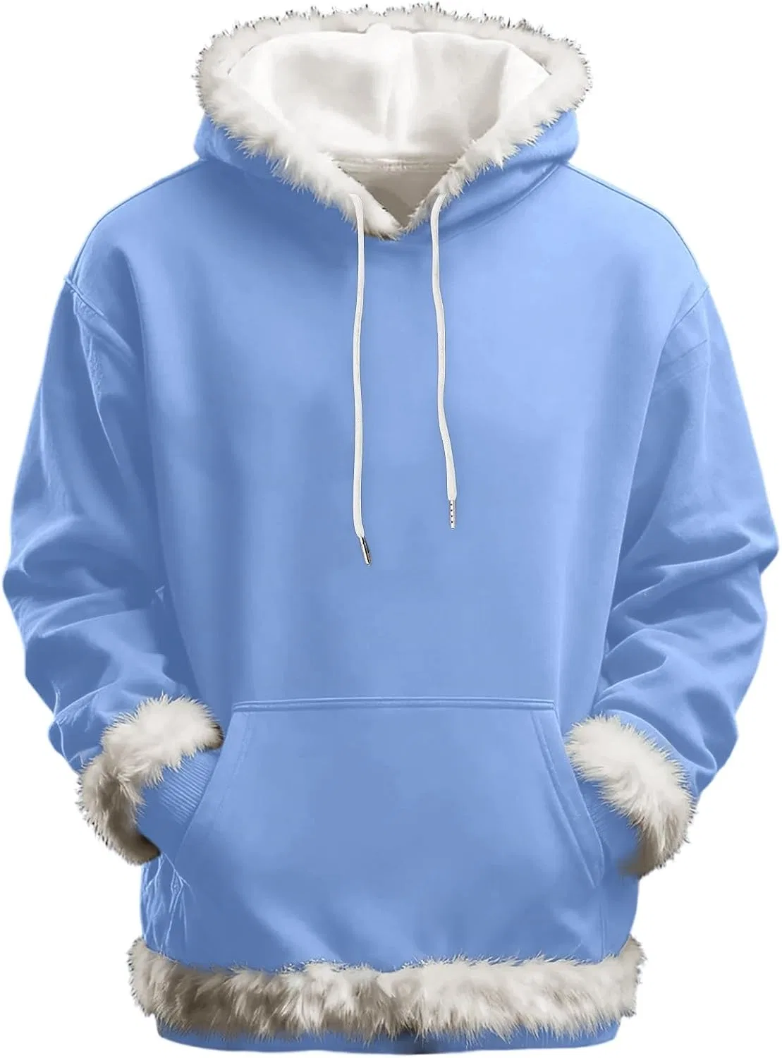 Женский свитшот с меховой отделкой Christmas Hoodie, светло-синий