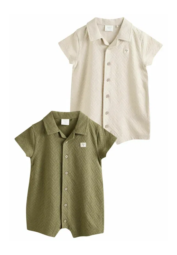 Комплект из 2 комбинезонов, хлопок, Regular fit rompers 2 pack, Next, neutral khaki, хаки