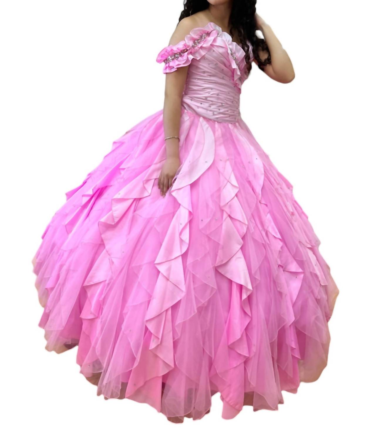 Платье Quinceañera с открытыми плечами в ярко-розовом цвете Mary's Bridal — фото 2