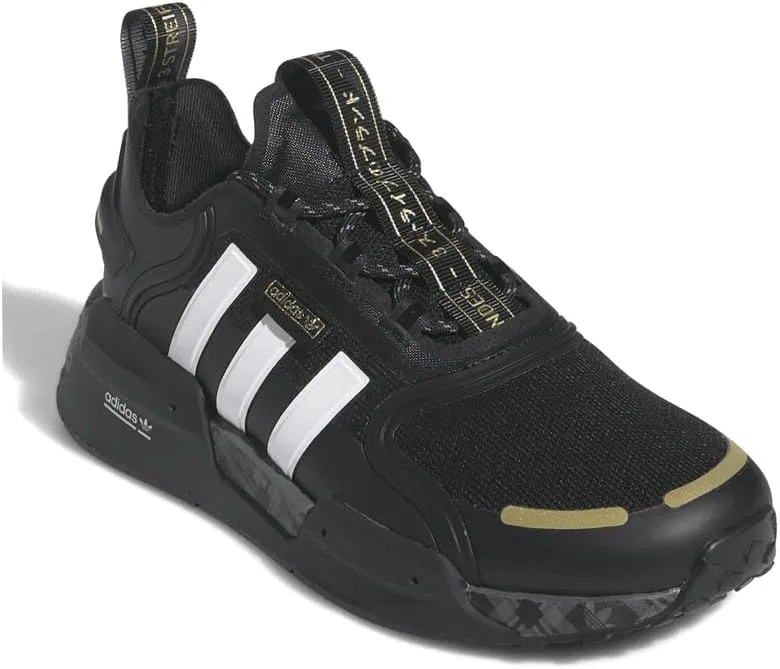 Детские кроссовки для мальчиков NMD V3 GS adidas, Black/White/Gold-Black — фото 2