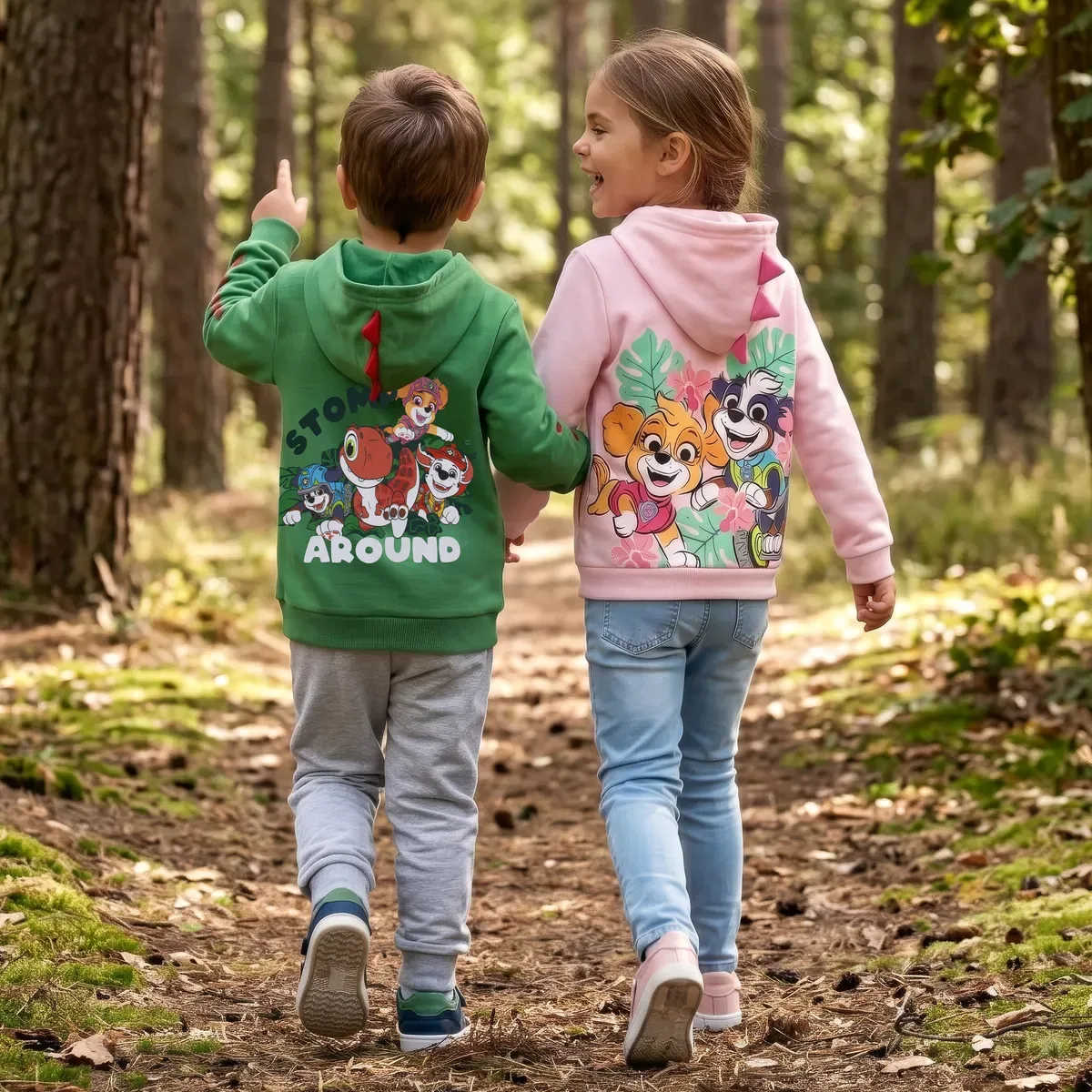 Детский худи с принтом Skye and Marshall Dinosaur Paw Patrol, Pink — фото 4